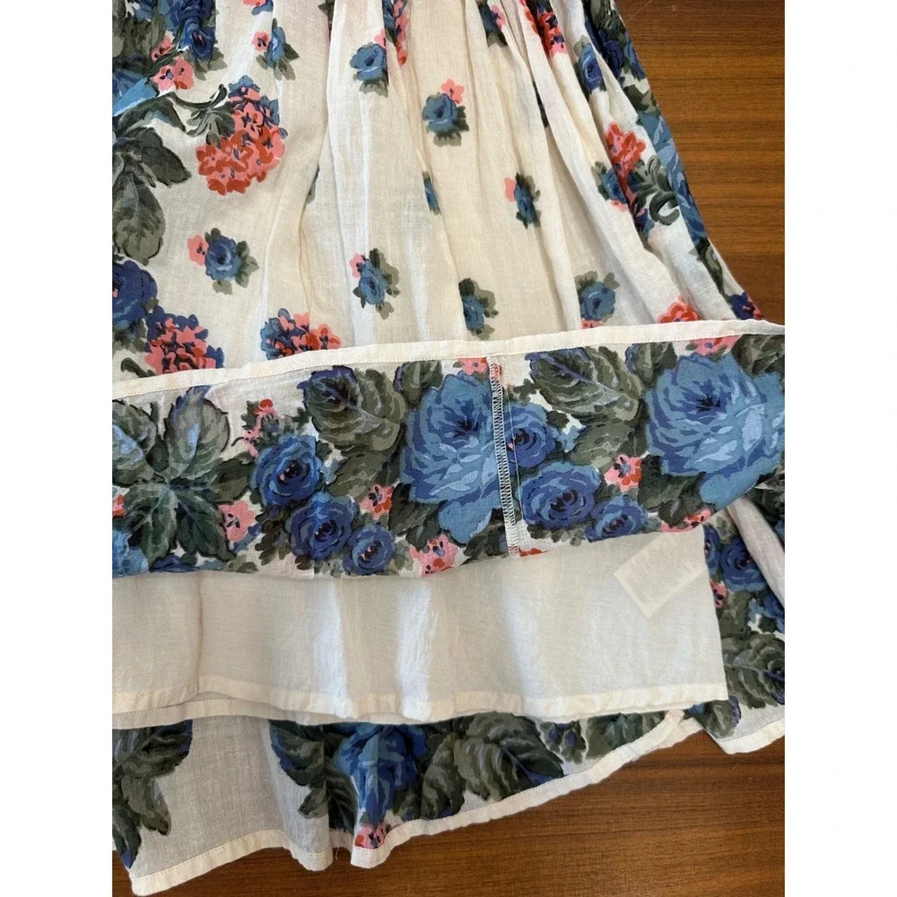 Free People Little Teacup Dress Small Blue Floral Crochet Cottage Shabby Chic
